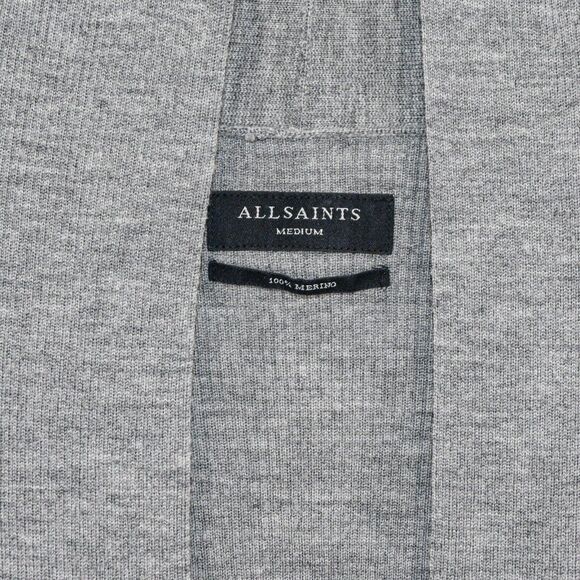 ALL SAINTS Men's Mode Open Cardigan Grey Merino wool size Medium - Picture 3 of 7
